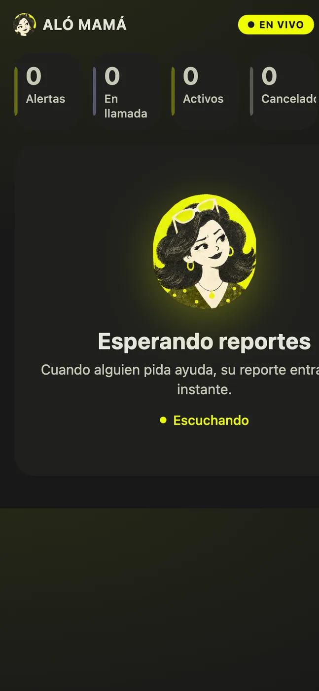 La central vista en un teléfono: lista de alertas con estados